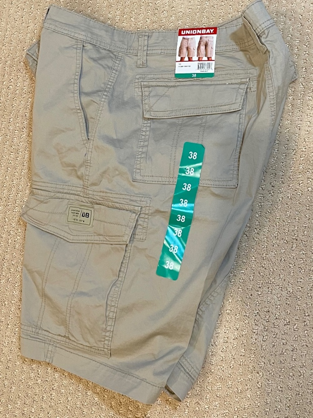 NWT UNIONBAY Men's Dustin Stretch Cargo Shorts Size 38 Tan